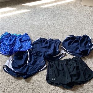 Set of 5 athletic shorts Nike and Under Armor